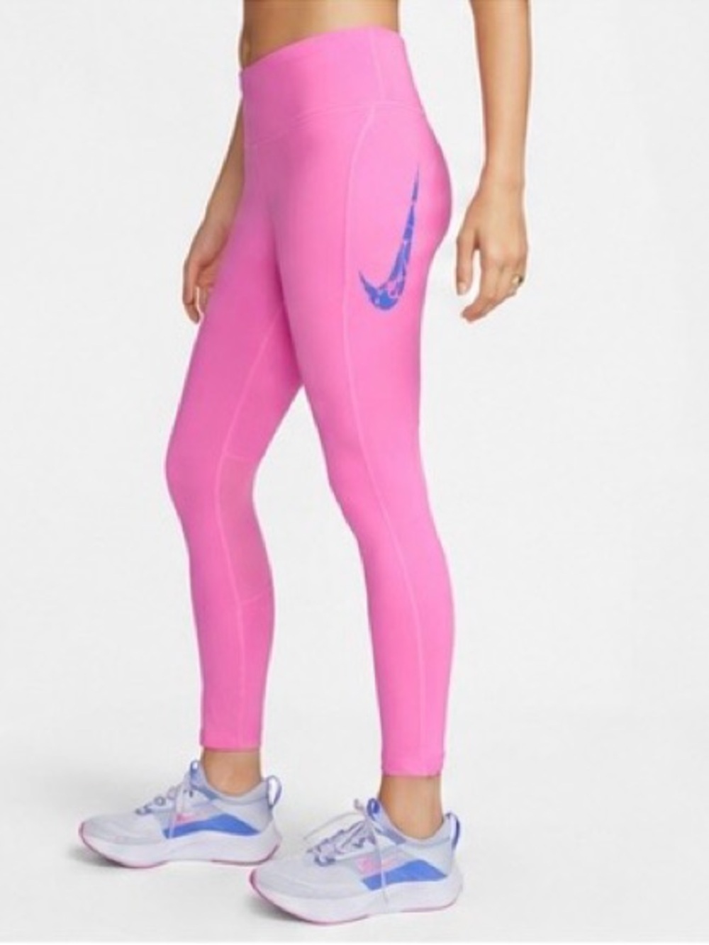 Nike Dri-FIT Pink Blue Swoosh 7/8 Running Leggings Small NWT